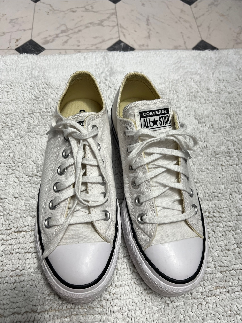 Converse Low Top Sneakers in White with Black Trim